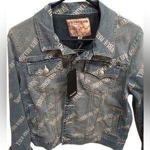NWT True Religion jeans Light Blue Logo Denim Jacket L words
